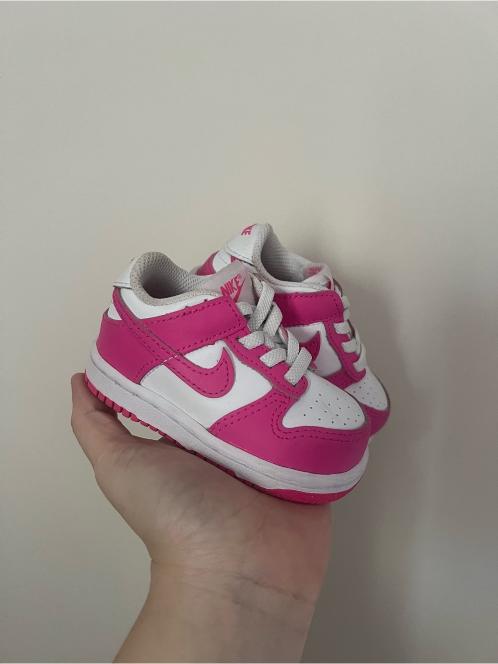 Nike Kids Hot Pink and White Low-Top Dunks